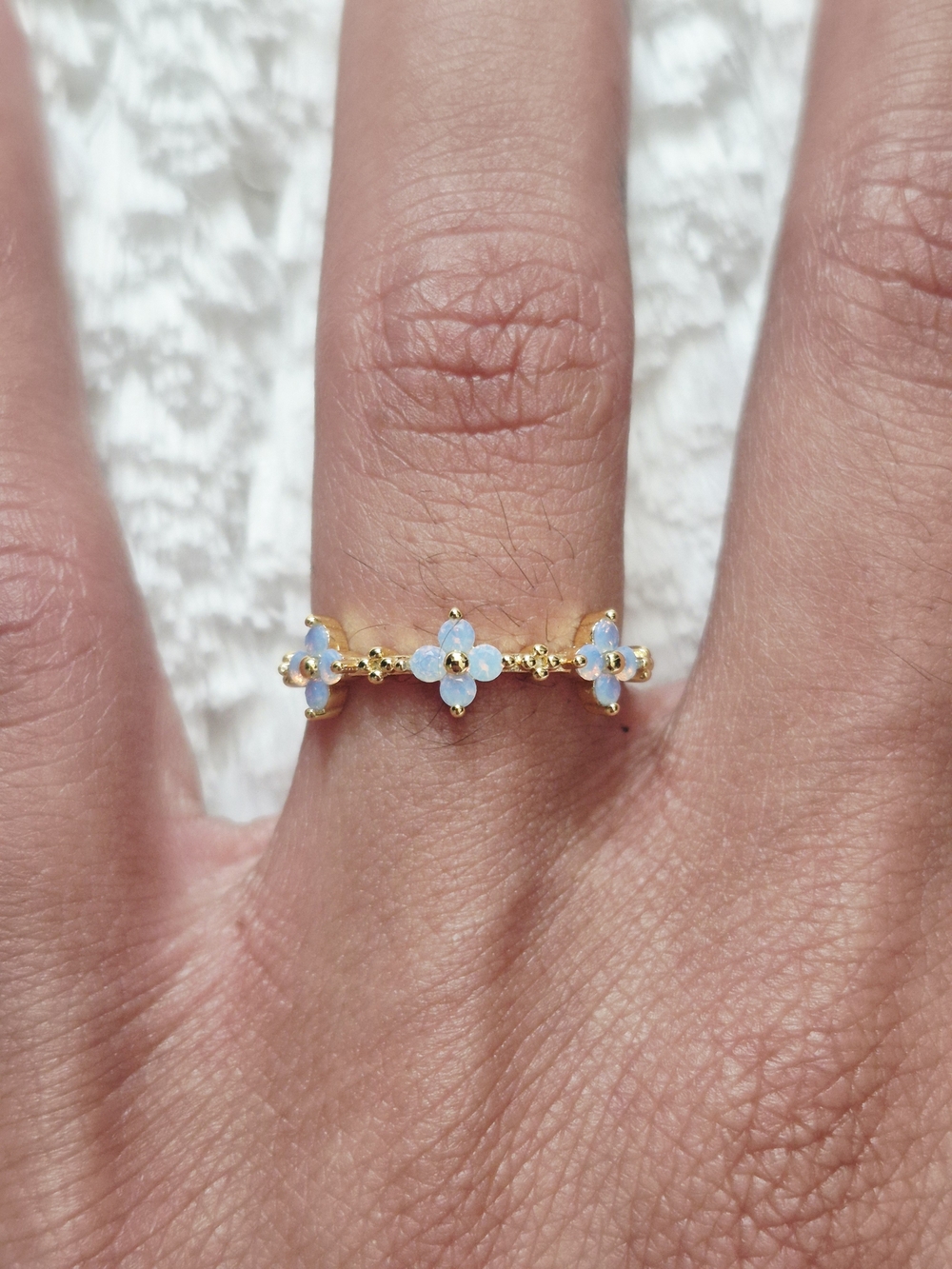 Gold Plated Floral Stackable Ring - Picture 6 of 8
